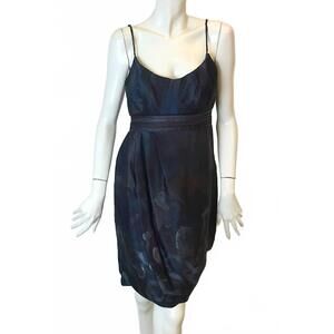 NEW FRANCESCA MIRANDA women's pleated bodice silk cocktail dress in blue